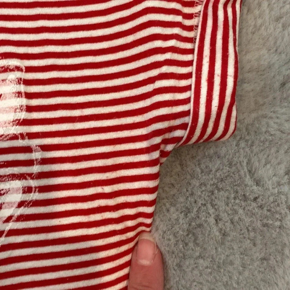 Rebecca G red striped shirt sleeve shirt with print size large - Picture 9 of 14